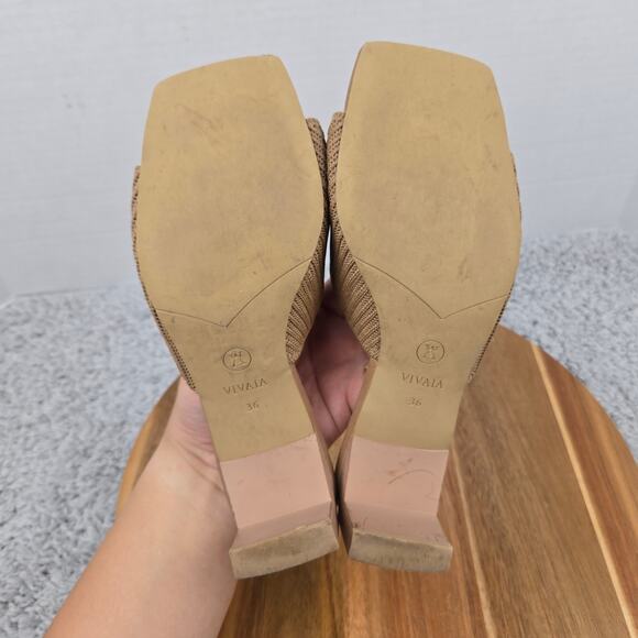 Vivaia Womens 36 Jade Almond Square Open Toe Business Casual Block Heel Slide - Picture 8 of 12